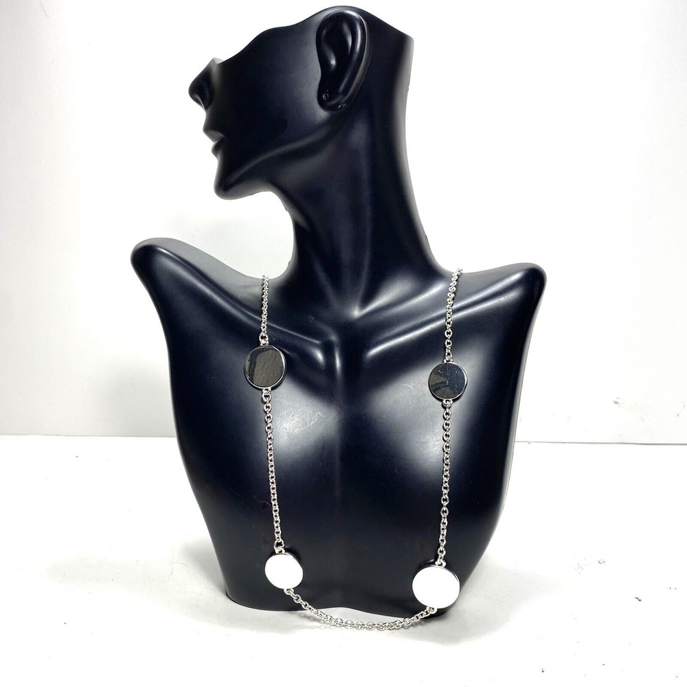 Authentic Swarovski Necklace Silver Tone Station Satellite Long Necklace